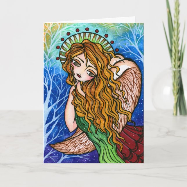 Cartão De Festividades "Grace" Primitive Angel Christmas Card (Frente)