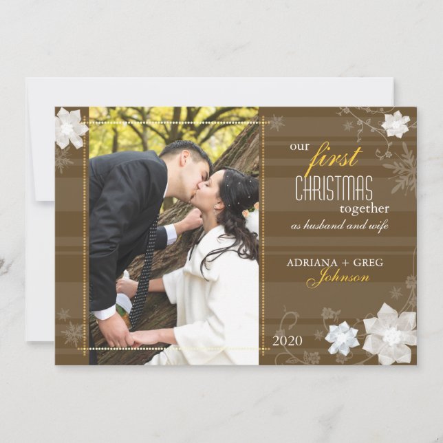 Cartão De Festividades Graceful Our First Christmas Together Photo (Frente)