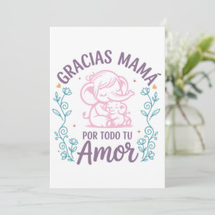 Cartão De Festividades Gracias Mamá – Elefantes Tiernos Día de la Madre