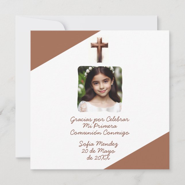 Cartão De Festividades Gracias por Celebrar Mi Primera Comuniao con Foto (Frente)