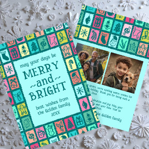 Cartão De Festividades Grade de Natal Caprichosa Personalizada com 2 FOTO