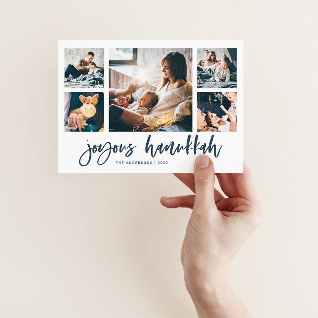 Cartão De Festividades Grade de Várias Fotos com Letra Casual | Feliz Han (Criador carregado)