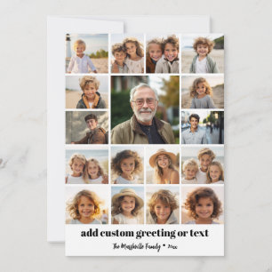 Cartão De Festividades Grade Moderna e Minimalista com 17 Fotos - Branco