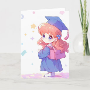 Cartão De Festividades Graduação na Escola de Animação Menina