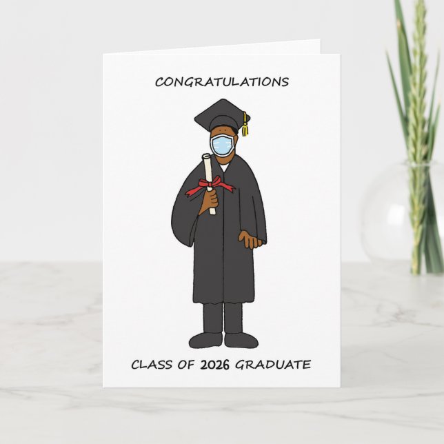 Cartão De Festividades Graduation 2026 African American Male Holiday Card (Frente)