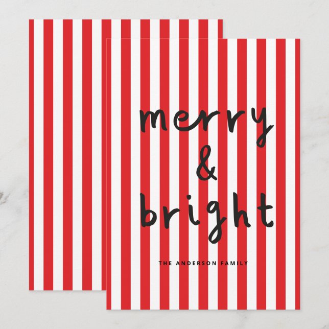 Cartão De Festividades Gráfico moderno, mínimo, vermelho e branco de Nata (Frente/Verso)