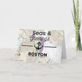 Cartão De Festividades Gráfico Seas & Saudações - Boston