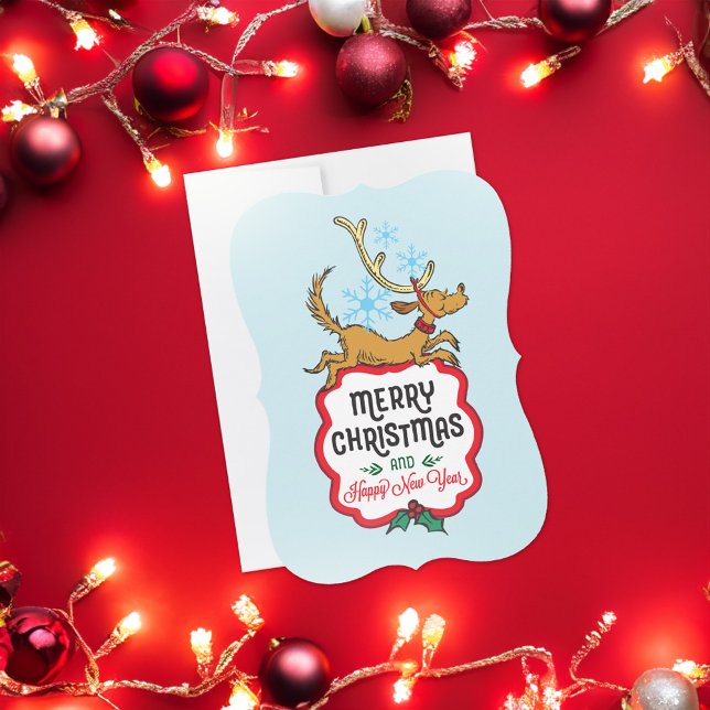 Cartão De Festividades Gralha | Máximo - Feliz ano novo (Card on table)