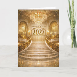 Cartão De Festividades Grand Gold Art Deco Staircase New Year 2027