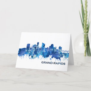 Cartão De Festividades Grand Rapids Michigan Skyline Blue