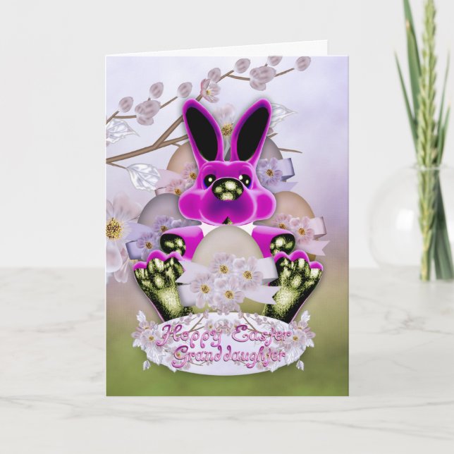 Cartão De Festividades Granddaughter Cute Easter Bunny Greeting Card (Frente)