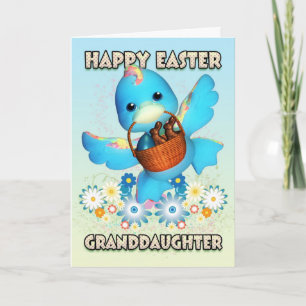 Cartão De Festividades Granddaughter Easter Card - Cute Duck With Basket