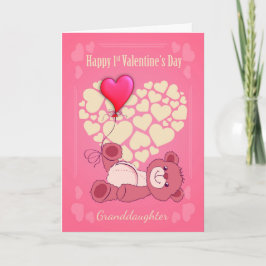 Cartão De Festividades Granddaughter, First 1st Valentine's Day With Tedd