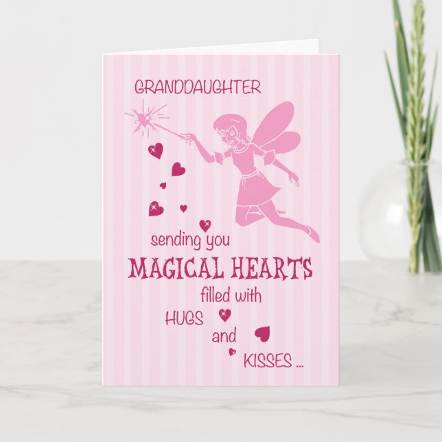 Cartão De Festividades Granddaughter Magical Fairy Pink Valentine's Day (Frente)