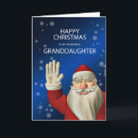 Cartão De Festividades Granddaughter  Santa waving Christmas card<br><div class="desc">A fun Christmas card featuring Santa Claus waving.  Behind him we can see falling snowflakes. A non religious card suitable for a granddaughter..</div>