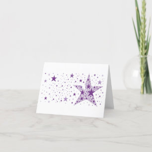 Cartão De Festividades Grande Estrela feita de Pequenas Estrelas em Púrpu