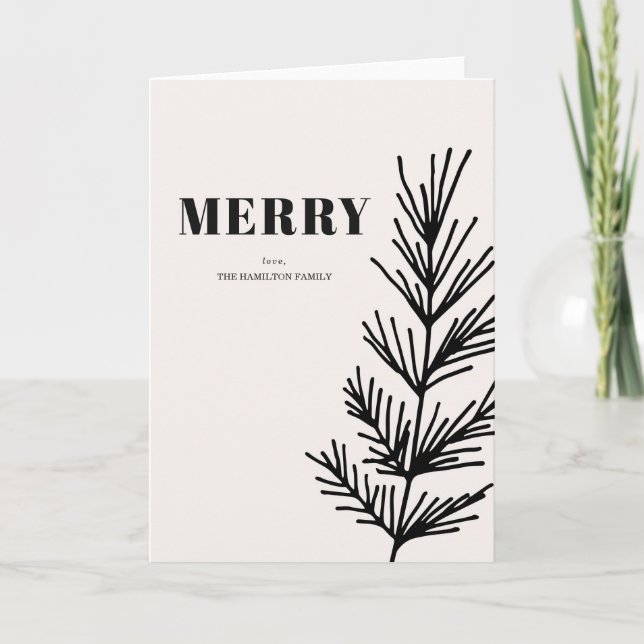 Cartão De Festividades Grande Feliz e Folhas (Frente)