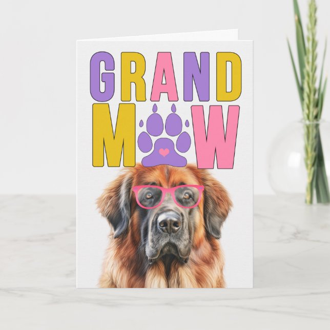 Cartão De Festividades Grande MAW Leonberger Cachorro Engraçado Dia dos A (Frente)