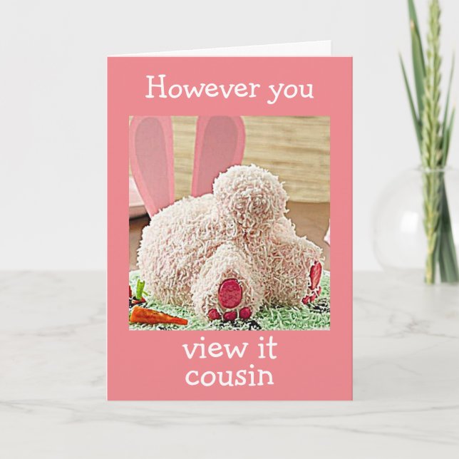 CARTÃO DE FESTIVIDADES GRANDE PÁSCOA BUMBUM BUNNY FICANDO "COUSIN" (Frente)