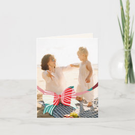 Cartão De Festividades Grande Xadrez Verde e Vermelho com Foto, Ligada ao