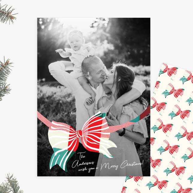 Cartão De Festividades Grande Xadrez Verde e Vermelho com Foto, Ligada ao (Criador carregado)