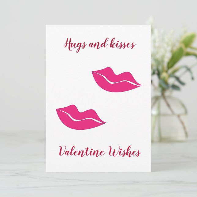 Cartão De Festividades grandes lábios abraça beijos Namorados desejos (Em pé/Frente)