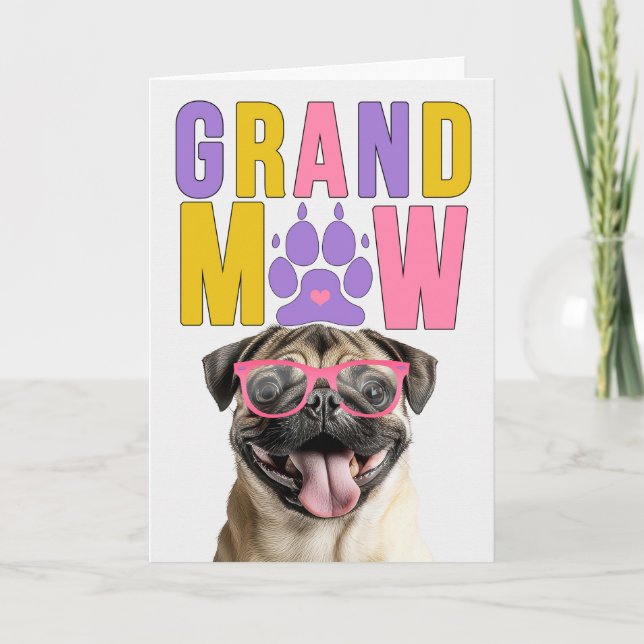 Cartão De Festividades GrandMAW Pug GrandDOG Grandparents Day (Frente)