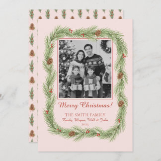 Cartão De Festividades Grandmillennial Christmas Garland & Pinecone Photo