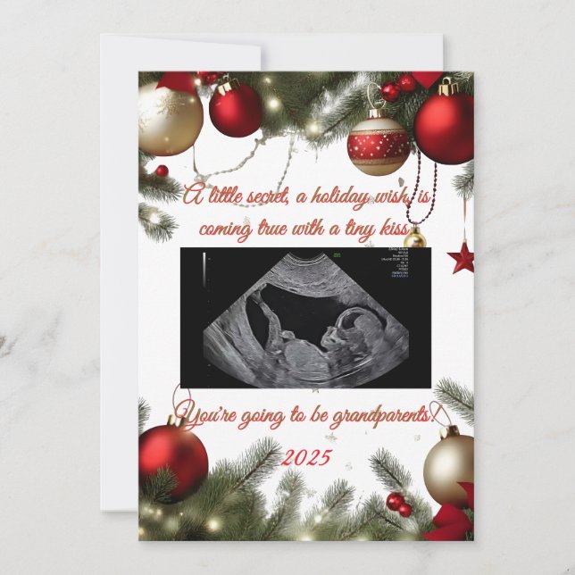 Cartão De Festividades Grandparent Christmas Pregnancy Announcement Card (Frente)