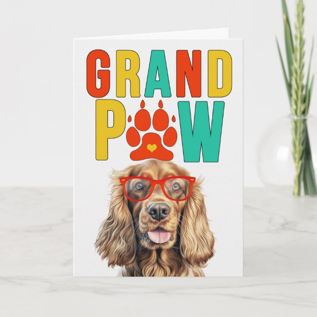 Cartão De Festividades GrandPAW Cocker Spaniel GrandDOG Avós (Frente)