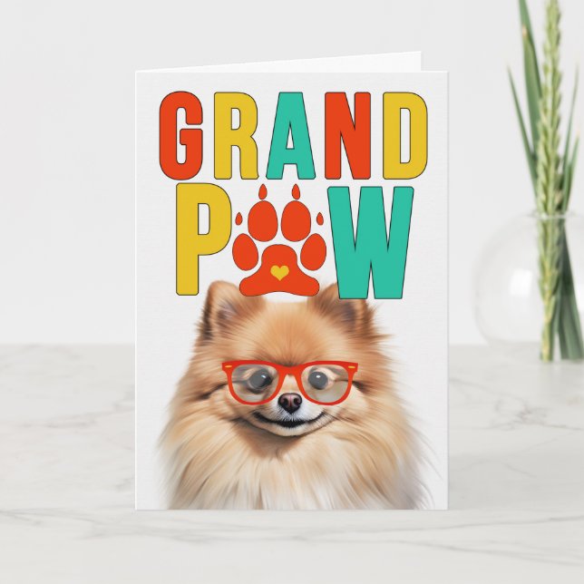 Cartão De Festividades GrandPAW Pomeranian GrandDOG Grandparents Day (Frente)