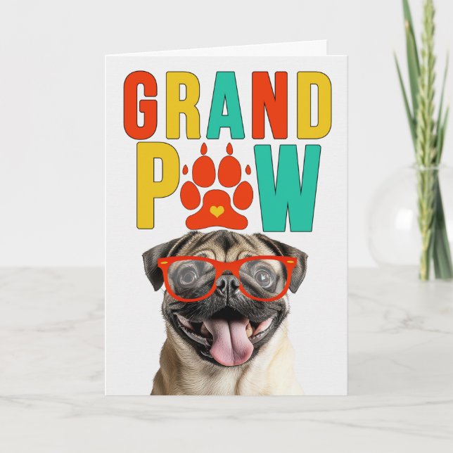 Cartão De Festividades GrandPAW Pug GrandDOG Grandparents Day (Frente)