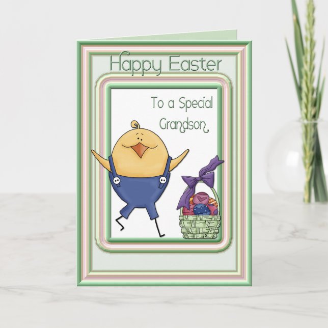 Cartão De Festividades Grandson Chick Easter Card (Frente)