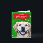 Cartão De Festividades Grandson Christmas Card<br><div class="desc">Cute Christmas card for a grandson with a golden retriever dog that is customizable with your personalized message.</div>