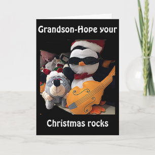 CARTÃO DE FESTIVIDADES GRANDSON-H0PE Y0UR CHRITMAS "R0CKS"-VOCÊ ROCK