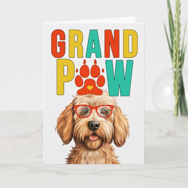 Cartão De Festividades GranPAW Caramel Labradoodle Dia dos Avós Engraçado (Frente)