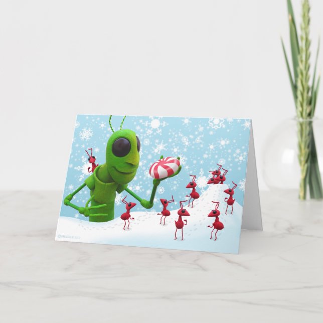 Cartão De Festividades Grasshopper and Ants Chirstmas CardGrasshopper and (Frente)