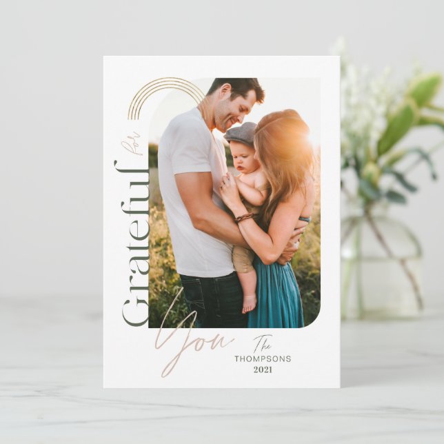 Cartão De Festividades Grata Para Você, Arca Geométrica Moderna, Uma Foto (Em pé/Frente)