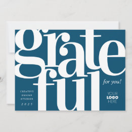 Cartão De Festividades Grateful Blue Business Holiday Card
