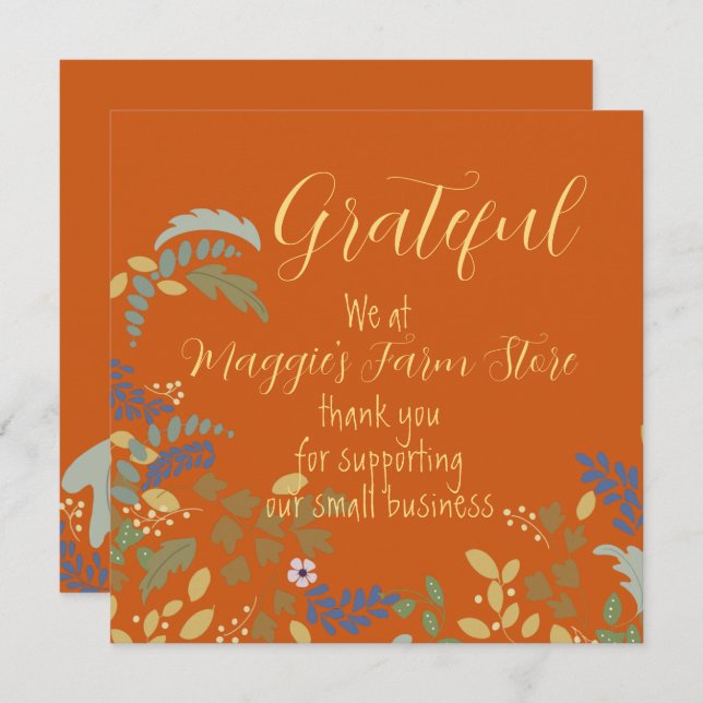 Cartão De Festividades Grateful Business Holiday Card (Frente/Verso)