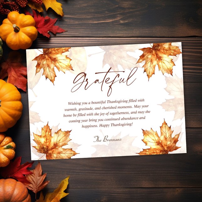 Cartão De Festividades Grateful Fall Elegante Moderno e Elegante Ação de  (Grateful Fall Elegant Modern Rustic Thanksgiving Holiday Card)