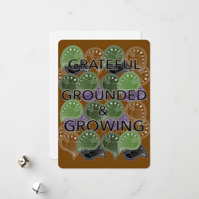 Cartão De Festividades Grateful Grounded Growing – Modern Geo Art Card (Frente/Verso In Situ)