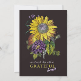 Cartão De Festividades Grateful Vintage Sunflower Floral