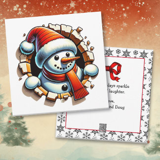 Cartão De Festividades Grátis 3-D Snowman Personalizado Natal