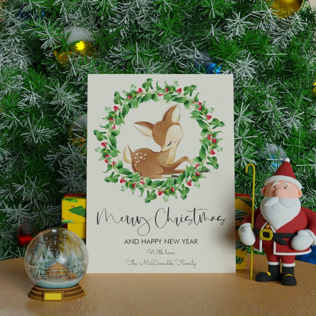 Cartão De Festividades Grátis Garland Deer Felry Christmas Flat (Criador carregado)