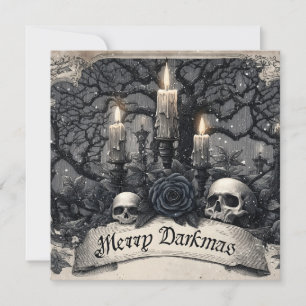 Cartão De Festividades Grave Engravura de uma Cena de Natal Gótica