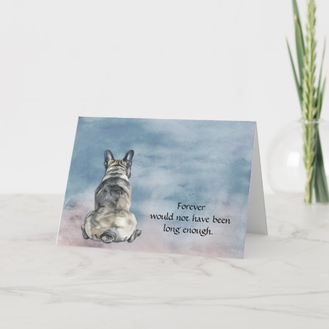 Cartão De Festividades Gray Black French Bulldog Sympathy Card (Frente)