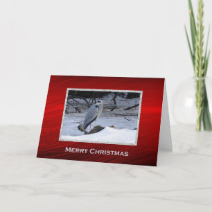 Cartão De Festividades Great Blue Heron Snow Photo Christmas