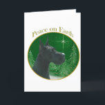 Cartão De Festividades Great Dane (black) Peace<br><div class="desc">Peace on Earth. Show your reason for the season with your Great Dane in this unique dog design accented with green and gold. Goes great on an ornament,  greeting card or sticker.</div>