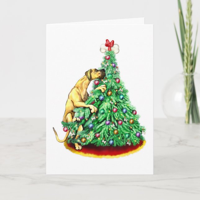 Cartão De Festividades Great Dane Christmas Reach Goals Fawn UC (Frente)